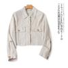 Linen Overalls Outwear Autumn New Arrival Foreign Trade Women's Clothing Lapel Single Breasted Long Sleeve Short Top 29633