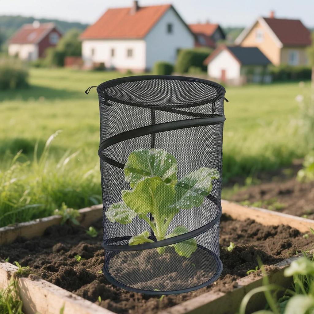 Popup Foldable Plant Mesh Cover Sturdy Reusable Plant Guard Cover With 4 Ground Stakes Garden Plant Protector Greenhouse