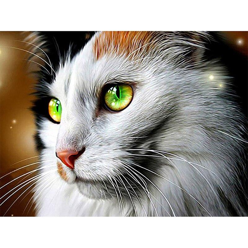 5D Diamond Painting Animal Cute Cat Diamond Embroidery Cross Stitch Rhinestones Full Square Round Drill Pictures Art Home Decor