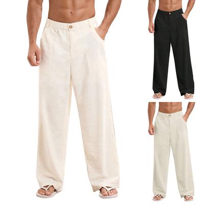 Herren Unifarbene Baumwoll-Leinenhose Herren Lässige Modische Baumwoll-Leinenhose