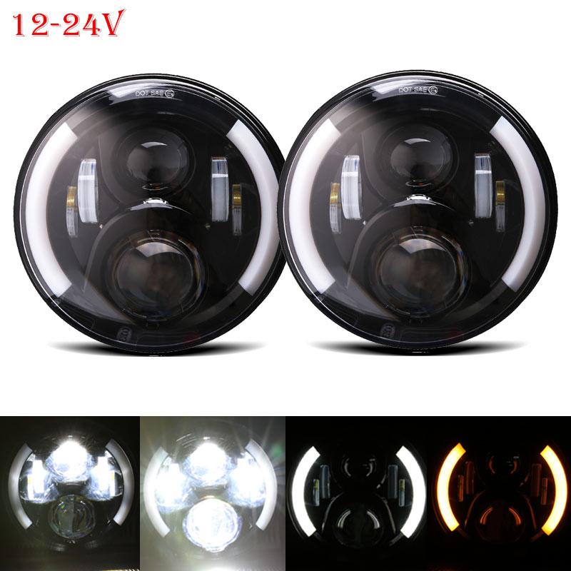 Universal 7 Inch Led Car Motorcycle Headlight DRL H4 Headlamp For Harley BMW Yamha Honda 7" Headlight
