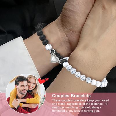 Couple Matching Bracelets, Bf and Gf Bracelets, Best Friend Bracelet,Stretch Adjustable Braid Bead Bracelets Jewelry for Him and Her