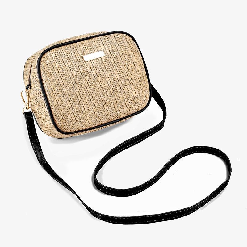 Simple and fashionable women's bags, small fresh woven crossbody shoulder small square bag, mini mobile phone bag.