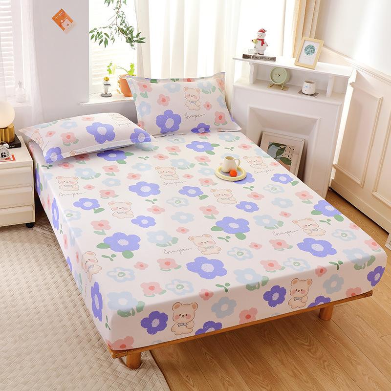 New Pure Cotton Single Bed Sheet Cartoon Small Fresh All Cotton Bed Sheet Single Double Mattress Protective Cover