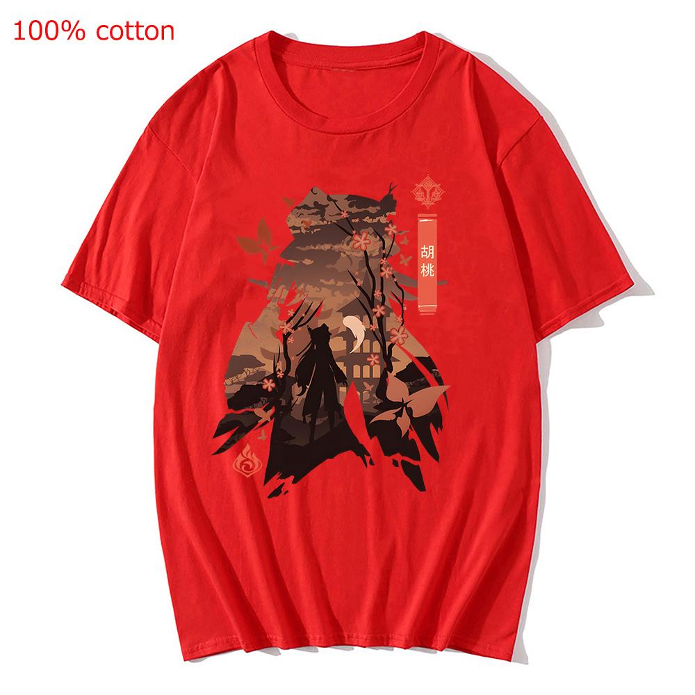Genshin Impact Printing Tshirts Xiao Venti Print Tee Shirts Hu Tao Zhong Li Graphic T-shirt Kaedehara Kazuha Raiden Shogun Tees
