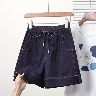 DIMANAF Plus Size 2025 Dames Shorts Broek Zomer Losse Jeans Kort Hoge Taille Zakken Broek Elastische Taille