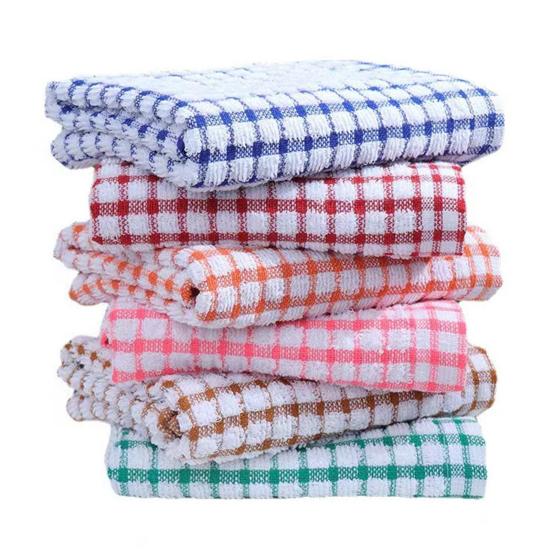 12 Stuks Theedoeken Waterabsorberend Katoen Afwasdoeken Levendige Ruitkleuren Lichtgewicht Keuken