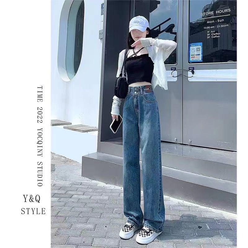 

2025 Women s Plus Velvet Wide Leg Jeans: Loose, Slimming, Thickened for Autumn and Winter XS