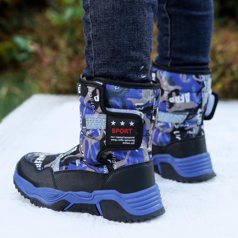 Winter Children Shoes Plush Waterproof Fabric Non-Slip Girl Shoes Rubber Sole Snow Boots Fashion Warm Outdoor Boots