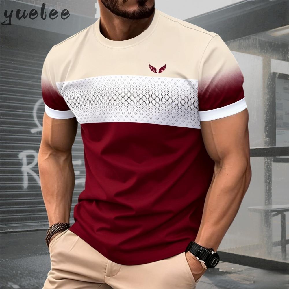 Summer Men's Patchwork T-shirt Men's O-neck Sports Casual Loose Comfortable Short Sleeved Daily Wear Men's Clothing