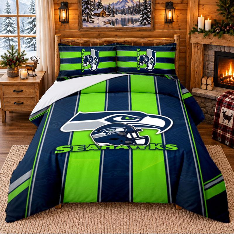Tištěný 3dílný povlak na peřinu a polštářky Vzor Seattle Seahawks Pro výzdobu ložnice