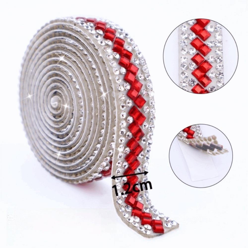 3 Yards Self Adhesive Glass Rhinestone Flexible Sparkling Rhinestone Strip Shiny DIY Decoration Apparel Accessory Clothing Decor
