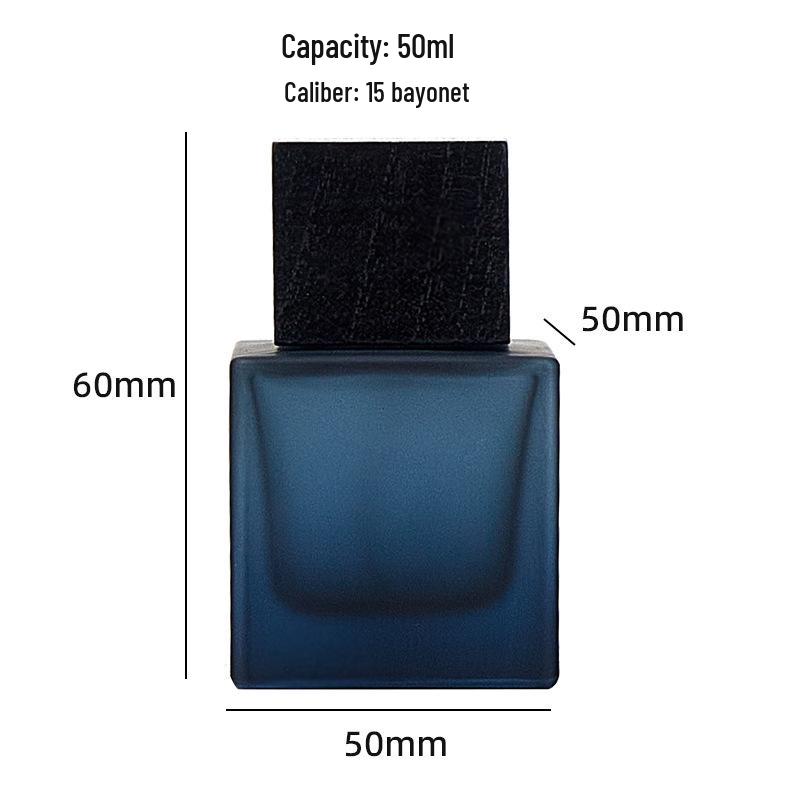 Square Frosted Thick Bottom Glass Perfume Bottle with Bayonet Press Dispenser, Portable Sample Size for Men's Fragrance.