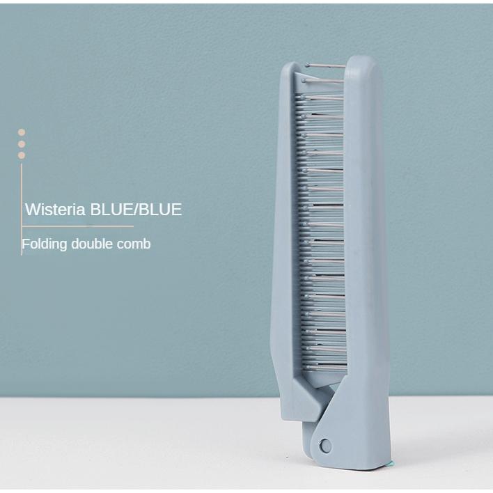 Складная расческа с густыми зубцами, домашняя расческа для плетения волос для детей и девочек, маленькая портативная портативная дорожная расческа для макияжа синий