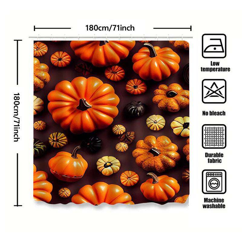 Tuniu Autumn Pumpkin Pattern Shower Curtain Halloween Decorative Fabric Curtain For Bathroom Kids Room