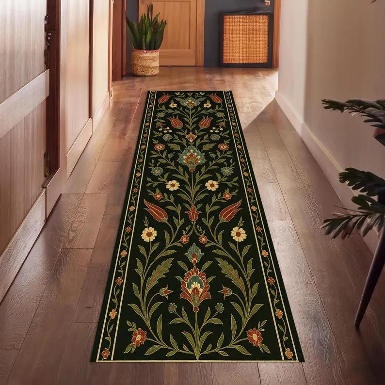 Floral Pattern Kitchen Carpet Mat Rug - Colorful Flower Design Home Decoration for Living Room Floor Mat Carpets for Living Room