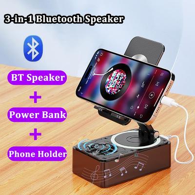 3-in-1-Kabelloser Bluetooth-Lautsprecher + 1200 mAh Power Bank + faltbarer Telefonhalter, rutschfester Desktop-Handyhalter für Live-Videokonferenzen