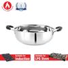 Cello Stainless Steel Induction Kadhai For Gas & Smooth Cooking | 3L Mirror Finish Deep Pan With Dual Handles