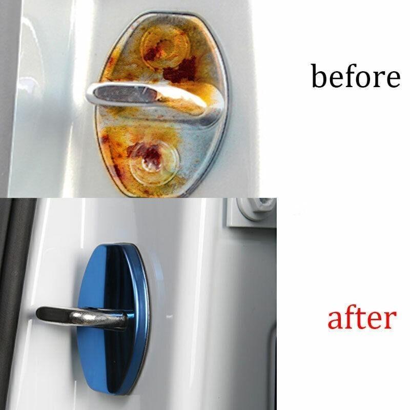 For Porsche 718 2016-2024 Blue Titanium Door Lock Buckle Protect Cover Trim 4pcs