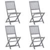 Day and Night - Day and Night Folding Garden Chairs 4 Units Solid Acacia Wood