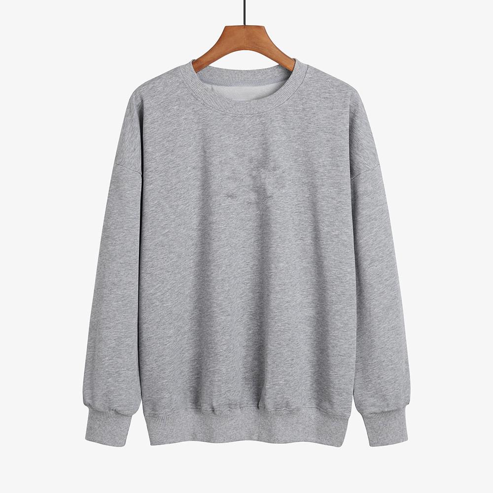 Women's 2023 Autumn/Winter Loose Fit Plus Velvet Round Neck Solid Color Hoodie