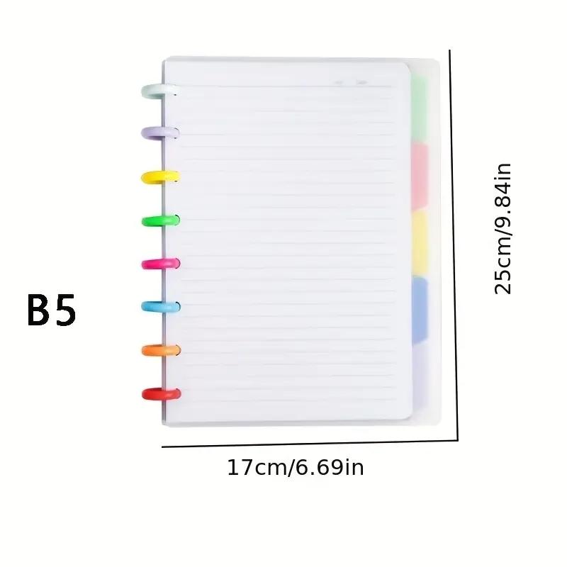 Colored Mushroom Hole Loose-Leaf Notebook | A5/A6/B5 Sizes | Reusable Refillable Binder Notebook for School & Office