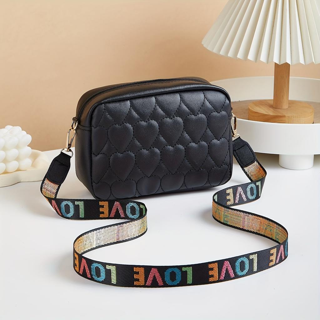 Classic Heart Pattern Bag Shoulder Bag | Women's Crossbody Bag, Large Capacity Square Bag