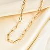 Spilla Rettangolare in Oro 18K Collana Semplice in Acciaio Inossidabile con Chiusura OT da Donna