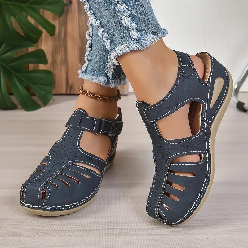 Fashion New Summer Women Wedge Sandals Anti-slip Premium Open Toe Sandals Vintage Leather Casual Female Retro Platform Shoes