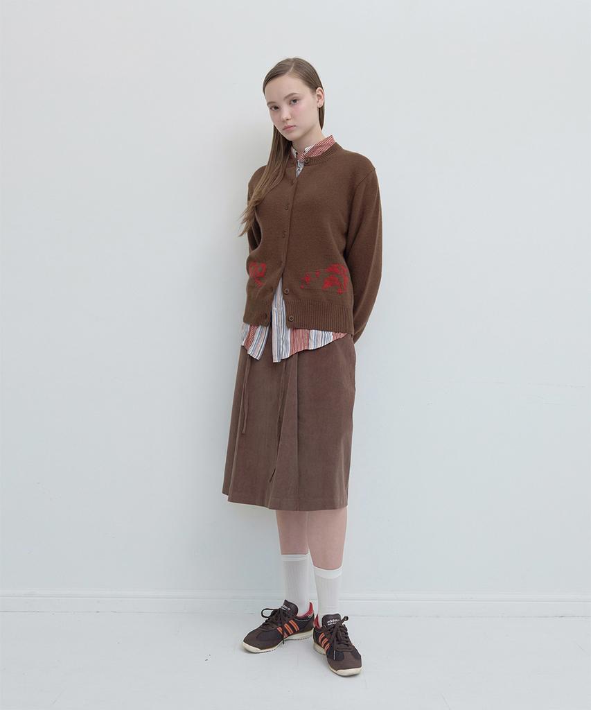 Pisis String Belted Corduroy Skirt_Brown