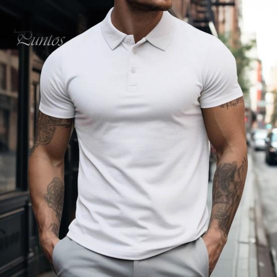 

Летняя мужская верхняя одежда с отложным воротником и коротким рукавом, трикотажная рубашка больших размеров, приталенная пуговица, однотонная, повседневная, повседневная, официальная рубашка в деловом стиле