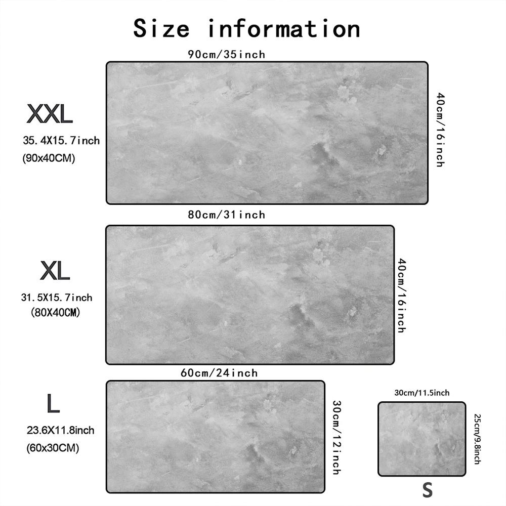 Dark Gray Distressed Texture Large Gaming Mouse Pad Waterproof Nonslip Desk Mat