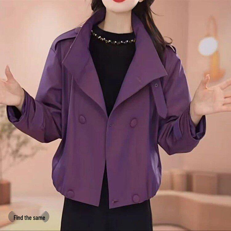 

Women s Loose Casual Windbreaker - Spring/Autumn 2026, Plus Size Jacket M (90-105 jin) фиолетовый