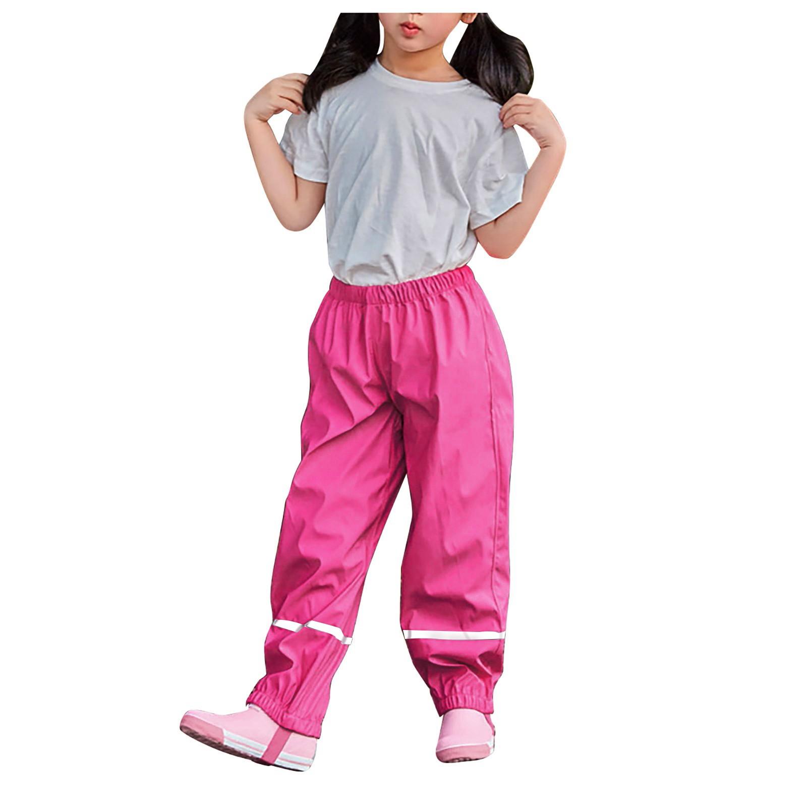 

Детские тонкие водонепроницаемые ветрозащитные и дышащие брюки от дождя на открытом воздухе 86/92 горячий розовый