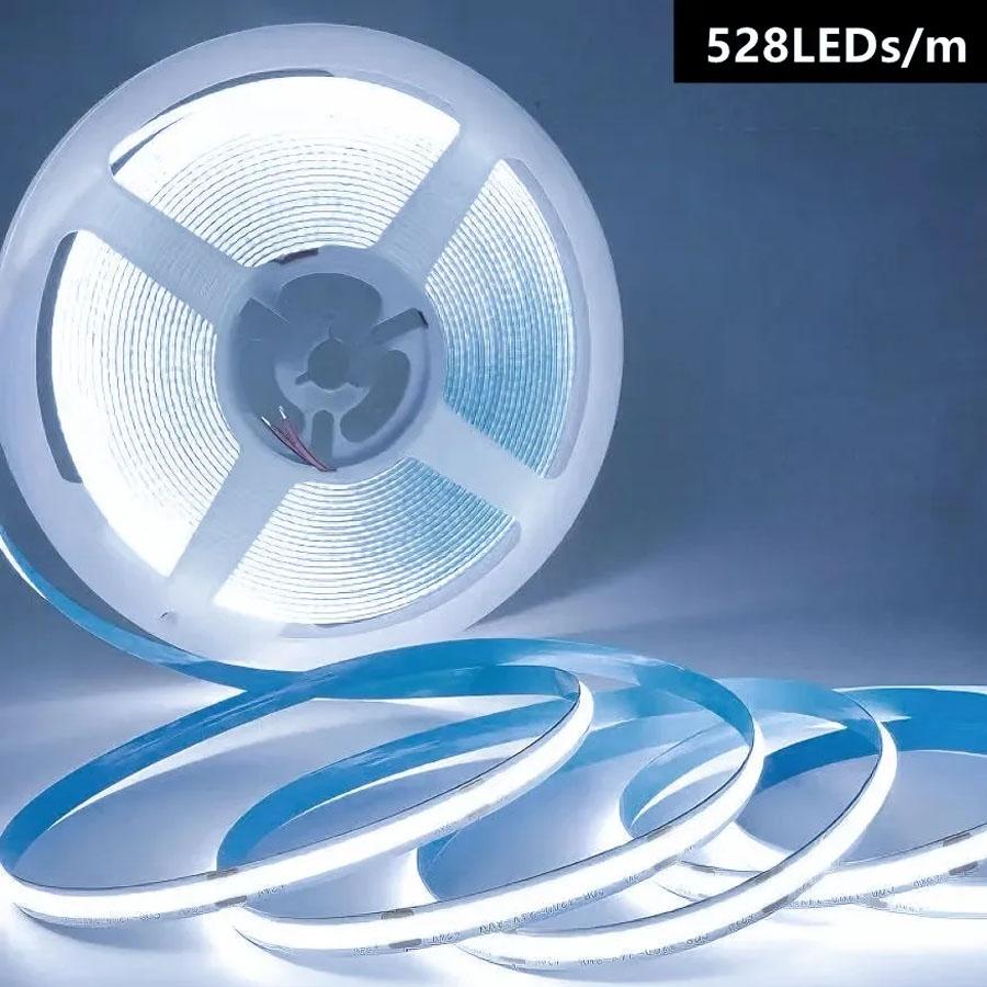 COB LED Strip Light DC12V 24V 16.4ft High Density Flexible Tape Ribbon 3000 4000K 6000K RA90 Led Lights Lighting 528 LEDs/m
