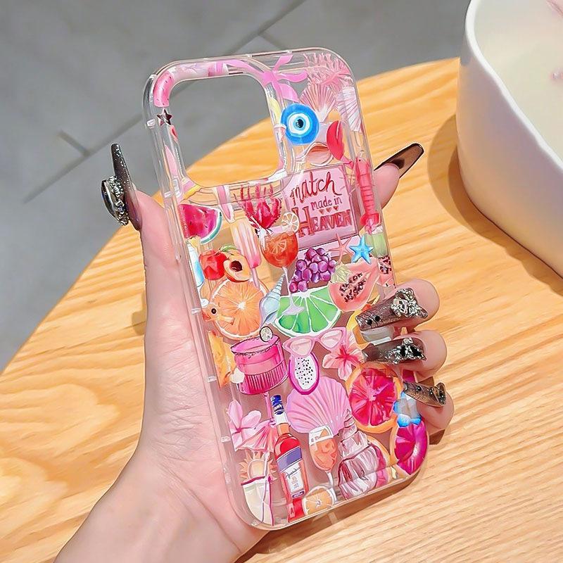 Colored Fruit for Apple 15 Mobile Phone Case iPhone14promax Transparent 13/12/11 New 16 Airbag
