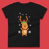 Christmas Womens T Shirt Mens Tops Tees Unisex Christmas Reindeer with Santa Hat Top