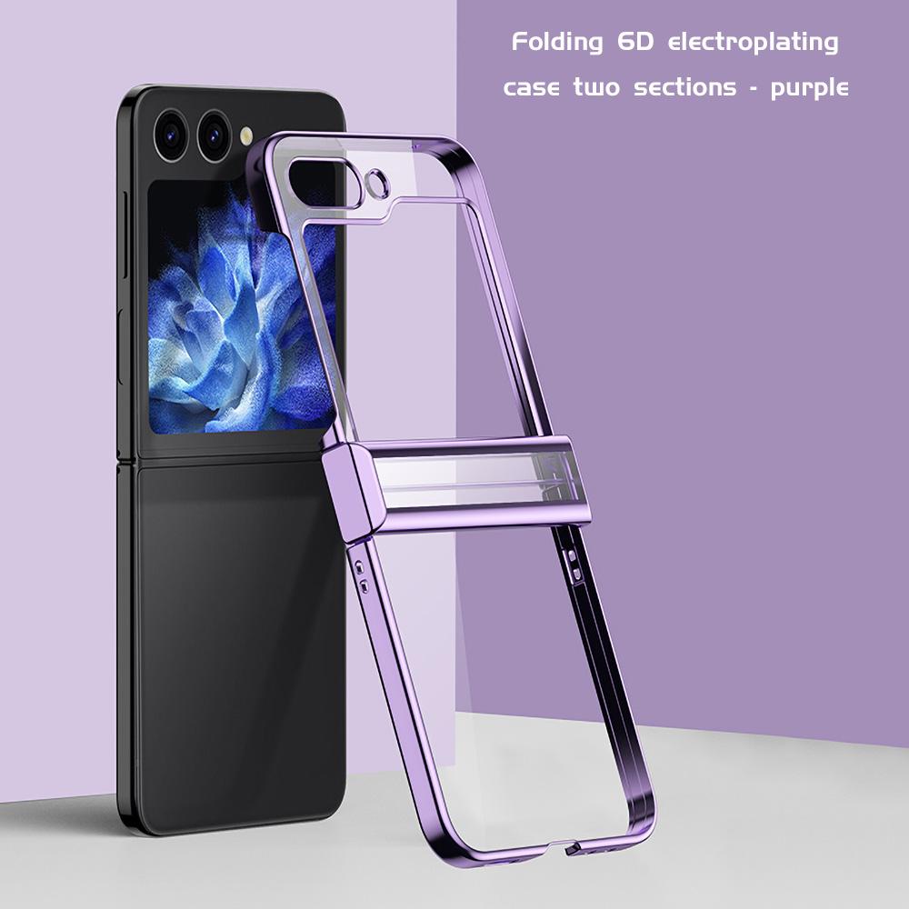 6D Plating Phone Case for Samsung Z Flip 1 2 3 4 5 6 Z Fold 2 3 4 5 6 Motorola Razr 40 50 Oppo Find N N2 N3 N5 N2 Flip Thickened Border Transparency