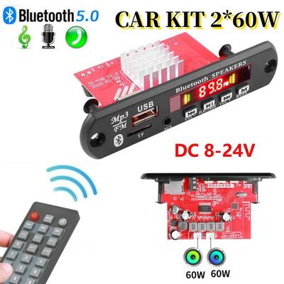 2*60W Digitale Versterker Bluetooth 5.0 MP3 WMA WAV Decoder Board DC 8-24V Auto MP3 Muziekspeler Luidspreker Auto FM Radio USB TF Opnamemodule