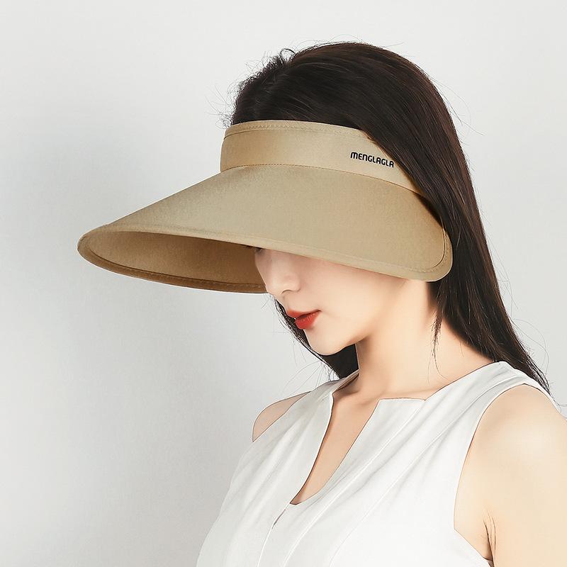 Summer Big Brim Ice Silk Hat Cycling Sun Protection Beach Hat Women's Sunshade Empty Top Hat Outdoor Foldable Cap