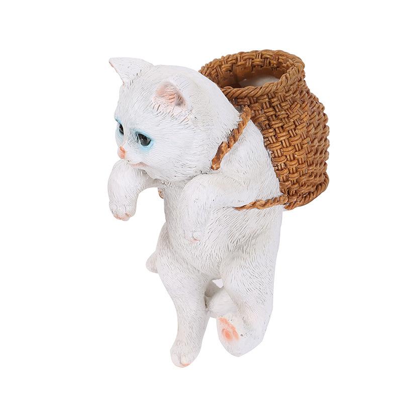 Fish Tank Landscaping Cute Basket Cat Decoration Fish Tank Creative Basket Cat Ornaments