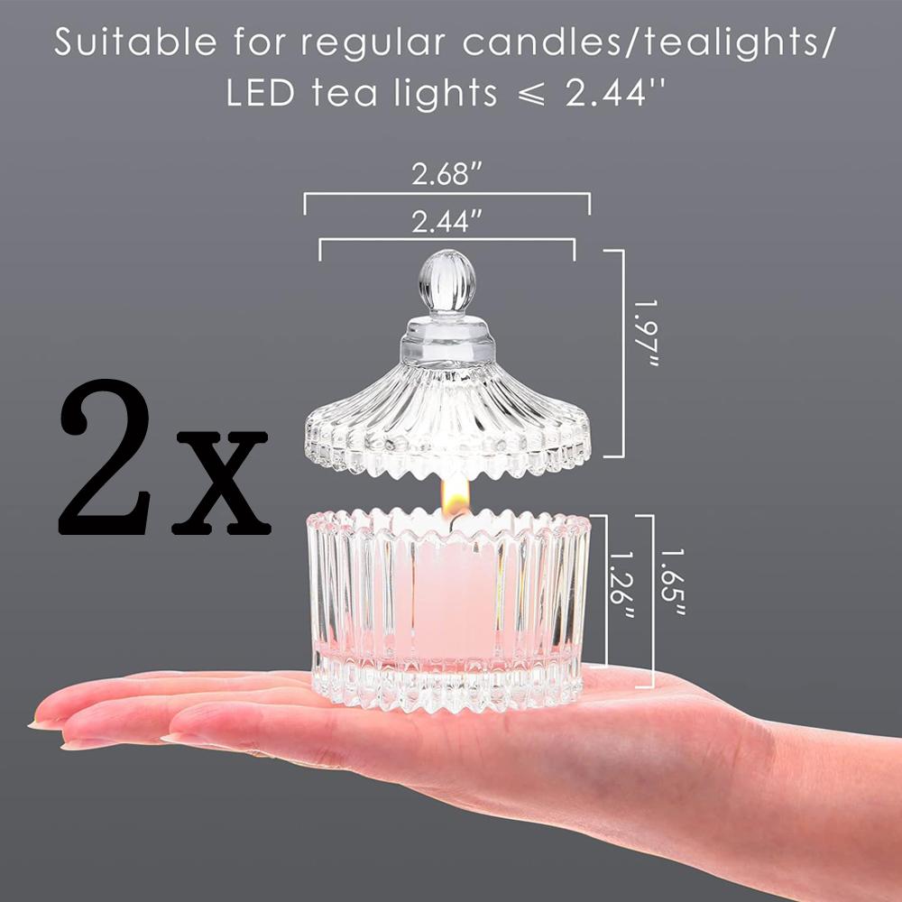 Votive Candle Holders with Lids, Tealight Candle Holders In Bulk, Glass Small for Table Centerpiece, Wedding, Home Decor