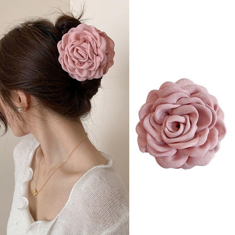 

8cm Romantic Rose Flower Hair Claw for Women Back of Head Claw Clip Girls Hair Clamps Elegant Gentle Headwear Hair Accessories розовый