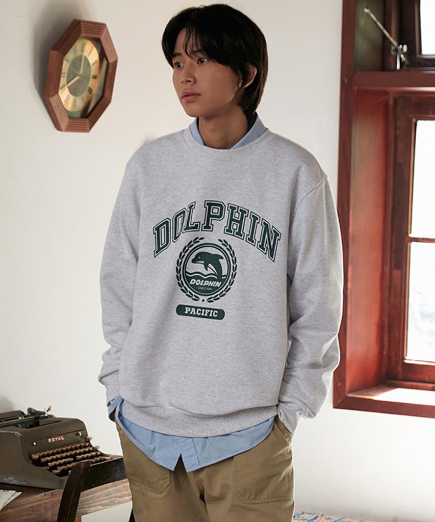DOLPHIN WAVE APPAREL Dolphin Laurel Sweatshirt Cool Grey