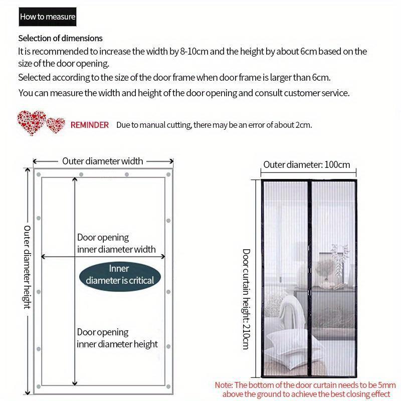 Magnetic Screen Door Curtain Self Closing Anti-mosquito Windproof Mosquito Net Air-Conditioning Partition Curtain