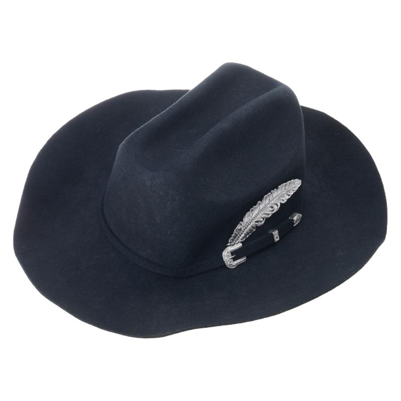 

Classical Fedoras for Women Men with Woven Belt Feathered Panama Hat Wide Brims Wool Hat Cosplay Costume Formal Headwear чорний