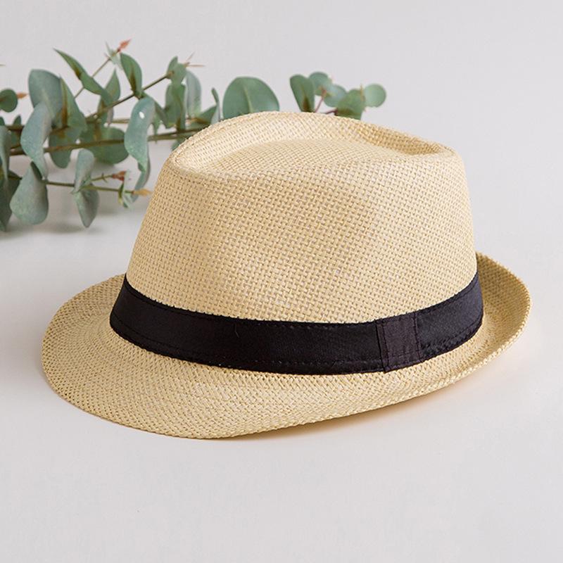 Uniszex Szalmakalap: Brit Stílusú Napvédő Nyárra – Szülő-Gyermek Fedora Strandkalap