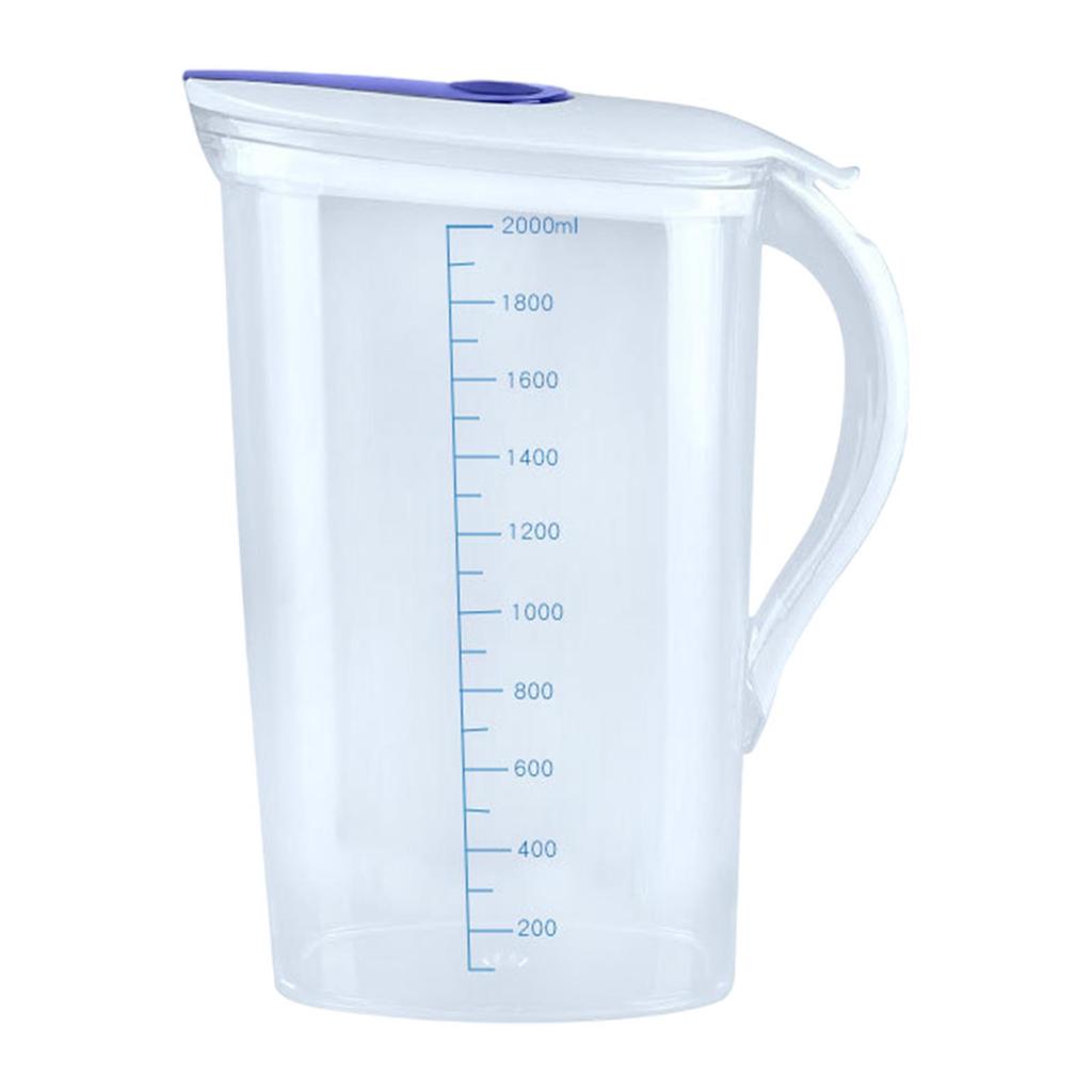 Water Pitcher Jug 2L with Lid and Handle Beverage Jar Measuring Cup for Home Catering