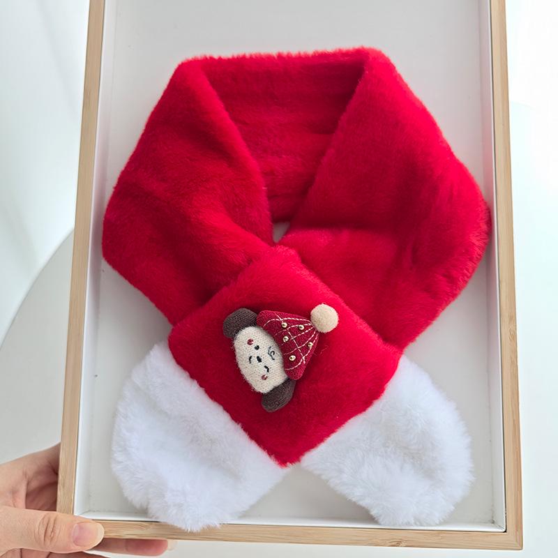 Kids' Red Knit Scarf: Winter Plush Neck Warmer
