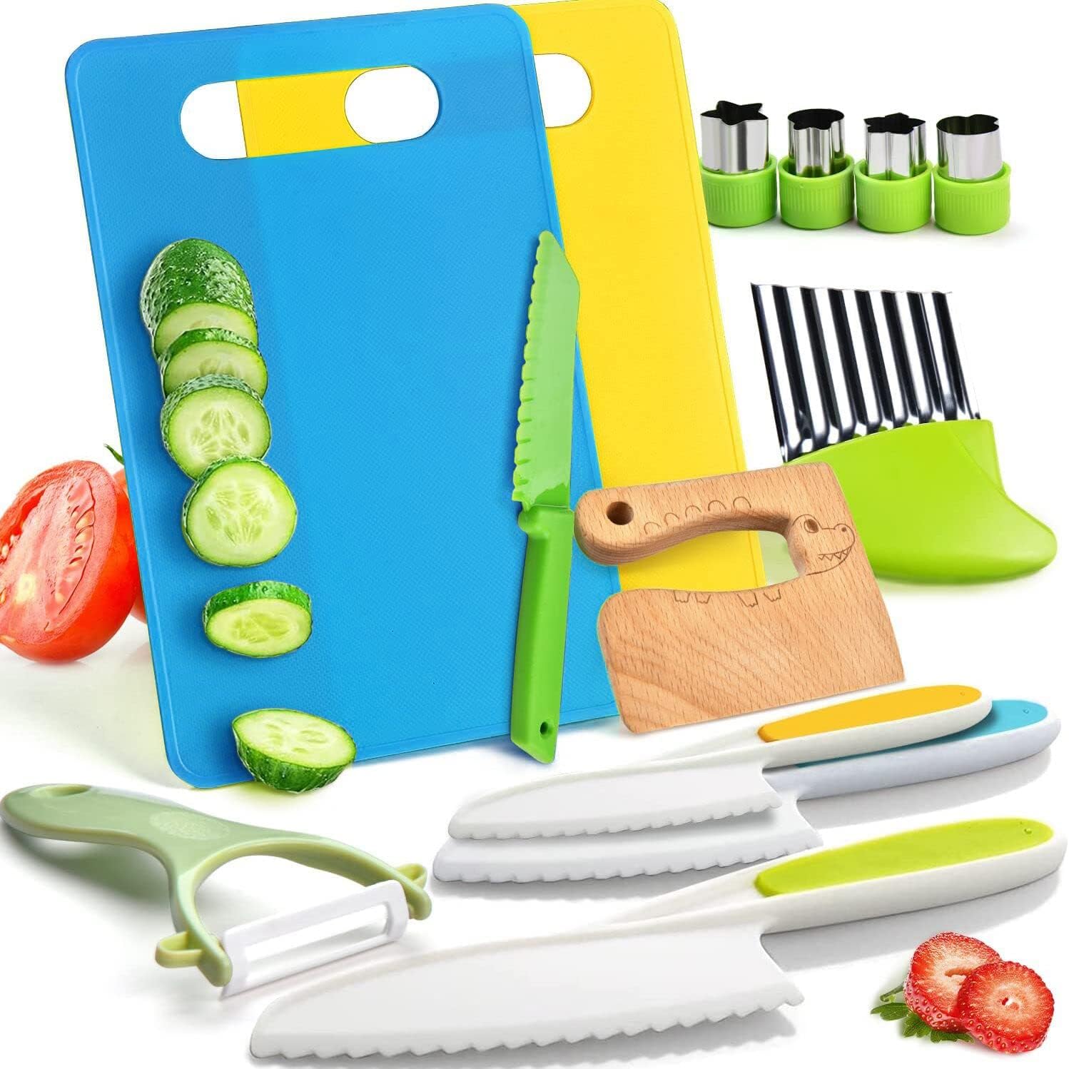 

13 предметов кухонные инструменты Монтессори для малышей-детские наборы для приготовления пищи, безопасные ножи для настоящих малышей, набор для настоящей кулинарии с пластиком